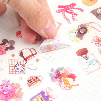 6 листа/пакет Карикатура Cat Washi Paper Sticker Kawaii Journal Stickers Scrapbooking Daily Planner Канцеларски материали