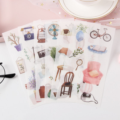 6 loksnes/iepakojumā Karikatūra Cat Washi papīra uzlīme Kawaii žurnāla uzlīmes Scrapbooking ikdienas plānotājs Kancelejas piederumi