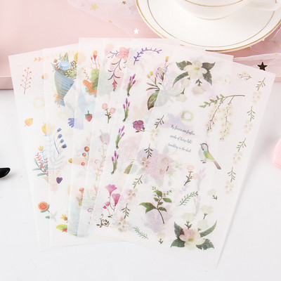 6 loksnes/iepakojumā Karikatūra Cat Washi papīra uzlīme Kawaii žurnāla uzlīmes Scrapbooking ikdienas plānotājs Kancelejas piederumi