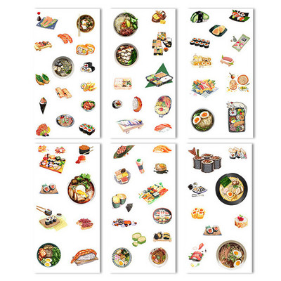 6 loksnes/iepakojumā Karikatūra Cat Washi papīra uzlīme Kawaii žurnāla uzlīmes Scrapbooking ikdienas plānotājs Kancelejas piederumi