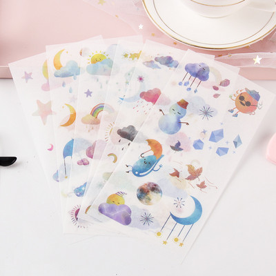 6 loksnes/iepakojumā Karikatūra Cat Washi papīra uzlīme Kawaii žurnāla uzlīmes Scrapbooking ikdienas plānotājs Kancelejas piederumi