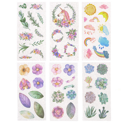 6 loksnes/iepakojumā Karikatūra Cat Washi papīra uzlīme Kawaii žurnāla uzlīmes Scrapbooking ikdienas plānotājs Kancelejas piederumi