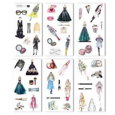 6 loksnes/iepakojumā Karikatūra Cat Washi papīra uzlīme Kawaii žurnāla uzlīmes Scrapbooking ikdienas plānotājs Kancelejas piederumi
