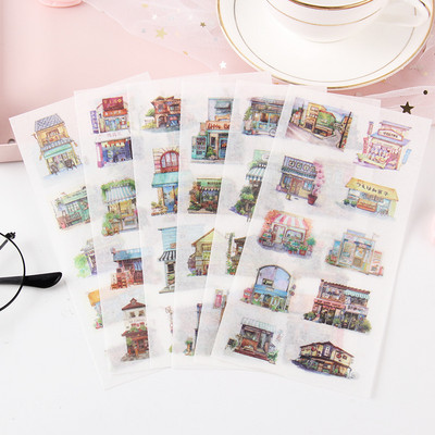 6 loksnes/iepakojumā Karikatūra Cat Washi papīra uzlīme Kawaii žurnāla uzlīmes Scrapbooking ikdienas plānotājs Kancelejas piederumi