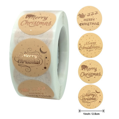 100-500db Rose Gold Merry Christmas matricák Öntapadó ünnepi matricák karácsonyi dekorációhoz Esküvői partikártyák címke