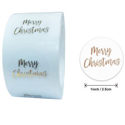 100-500db Rose Gold Merry Christmas matricák Öntapadó ünnepi matricák karácsonyi dekorációhoz Esküvői partikártyák címke