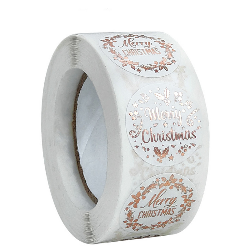 100-500 komada Ružičasto zlatne naljepnice Sretan Božić Samoljepljive blagdanske naljepnice za božićni dekor Naljepnica čestitki za vjenčanje