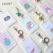 LITZY Kawaii kaktusa nozīmītes kartes turētājs ar zvaniņu biroja skolas nozīmītes turētājam Medmāsas ārsta identifikācijas karte atslēgu piekariņa Porte emblēma