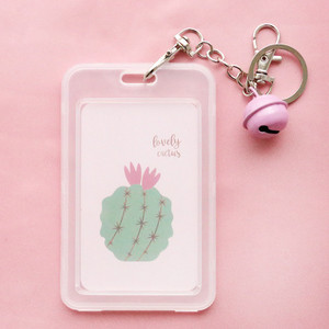 LITZY Kawaii kaktusa nozīmītes kartes turētājs ar zvaniņu biroja skolas nozīmītes turētājam Medmāsas ārsta identifikācijas karte atslēgu piekariņa Porte emblēma