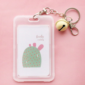 LITZY Kawaii kaktusa nozīmītes kartes turētājs ar zvaniņu biroja skolas nozīmītes turētājam Medmāsas ārsta identifikācijas karte atslēgu piekariņa Porte emblēma