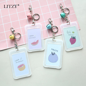 LITZY Kawaii Cactus Badge Поставка за карти със звънец за офис Училищен притежател на значка Nurse Doctor ID Card Name Card Keychain Porte Badge