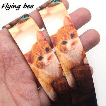 Flyingbee X1852 Cute Cat Animal Card Κάτοχος ταυτότητας Κάτοχος Κάρτας Λεωφορείου Κάρτα Προσωπικού Hang Rope Lariat Lanyard For Friend Child