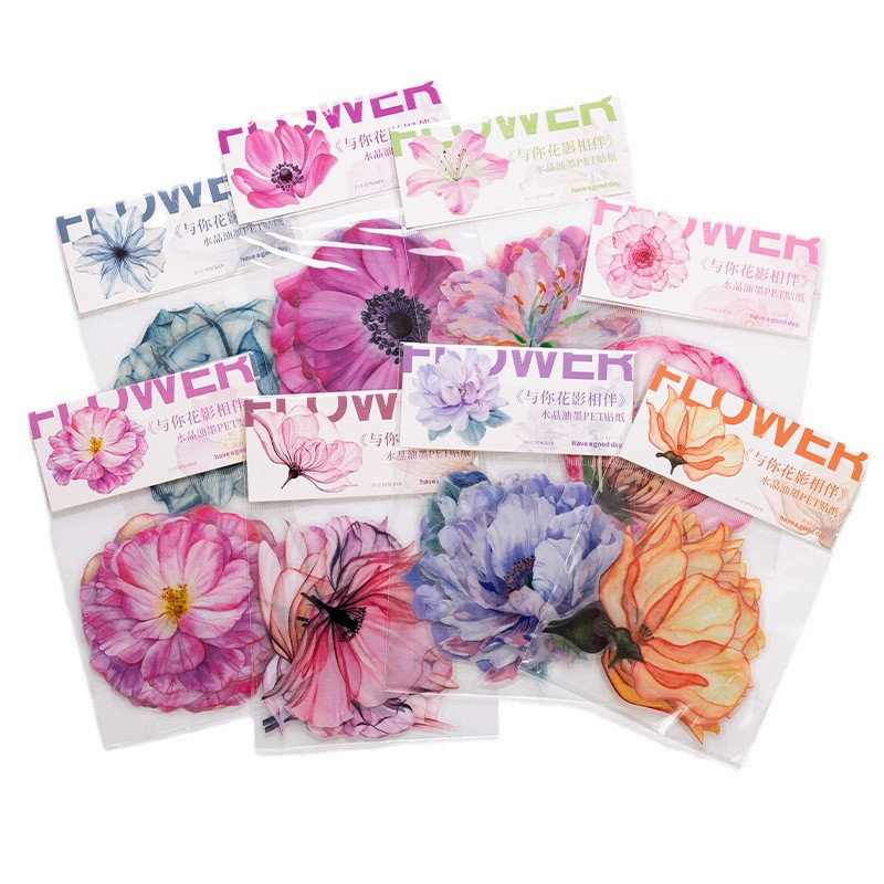 10 бр. Прозрачен PET ретро растителни цветя Стикери с кристално мастило Лексикант Направи си сам стикер Craft Journaling Материал за скрапбукинг