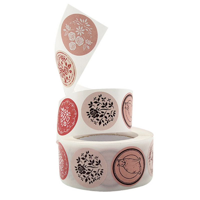 100-500 бр. Етикети за запечатване на пликове с 8 шарки на цветя Стикери Самозалепващи се етикети за стикери за парти, рожден ден, сватба