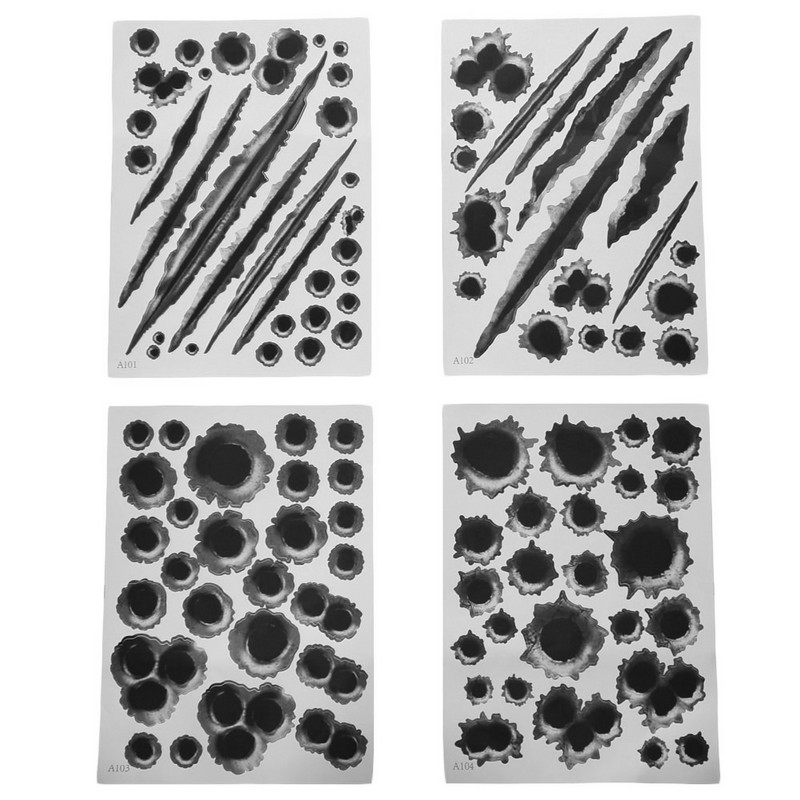 1 vnt. Automobilių lipdukai 3D kulkos skylės Juokingi lipdukai Automobilių dangteliai Motociklo įbrėžimams tikroviški kulkos skylės vandeniui atsparūs lipdukai