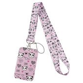 ER1915 Pink Kawaii Panda zsinór kártyatartó kártyatartó autós kulcstartó személyi igazolvány bérlet edzőterem telefon jelvény gyerek kulcstartó tartó ékszer