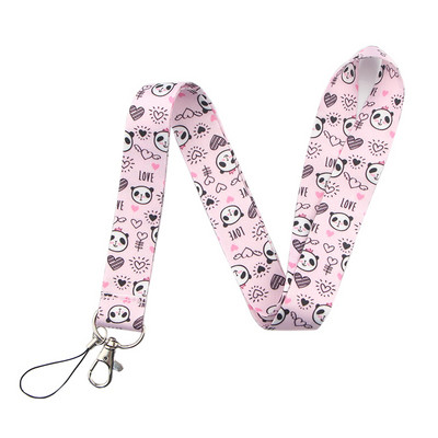 ER1915 Pink Kawaii Panda zsinór kártyatartó kártyatartó autós kulcstartó személyi igazolvány bérlet edzőterem telefon jelvény gyerek kulcstartó tartó ékszer