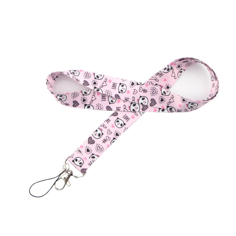 ER1915 Pink Kawaii Panda Lanyard Card ID Car Key Chain ID Card Pass Gym Phone Badge Детски ключодържател Бижута