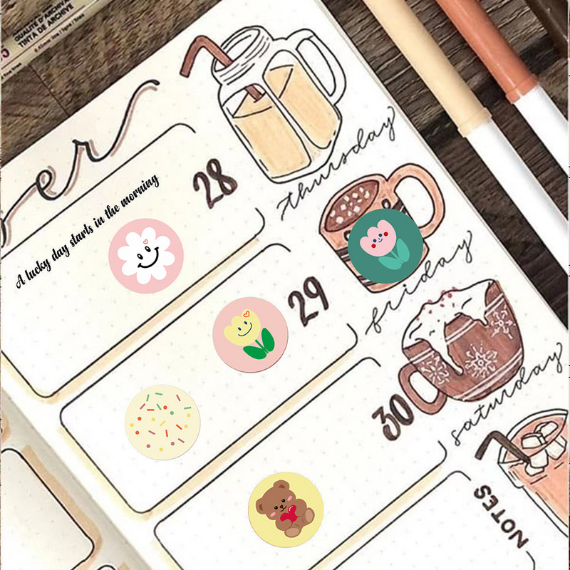 100-500бр. Сладки анимационни стикери 1-инчов стикер за награда Кръгъл печат на дъгата Етикети за ръчно изработени подаръчни опаковки Декорация