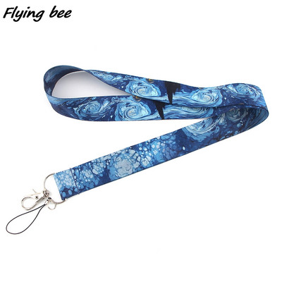 Flyingbee X1301 Csillagos égbolt divatos zsinór azonosító jelvénytartó Buszbérlet tok fedőszelvény Bank hitelkártya tartó szíj kártyatartó