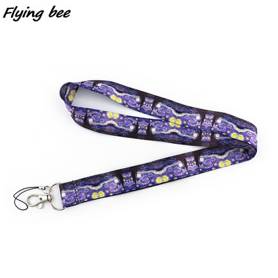 Flyingbee X1301 Csillagos égbolt divatos zsinór azonosító jelvénytartó Buszbérlet tok fedőszelvény Bank hitelkártya tartó szíj kártyatartó