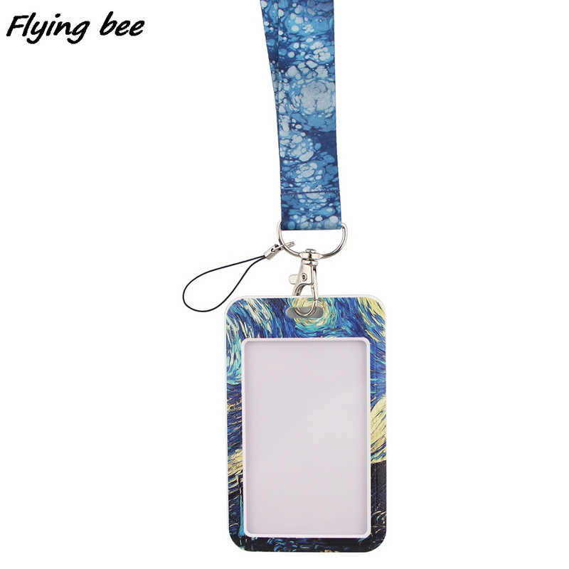 Flyingbee X1301 The Starry Sky Fashion Lanyard ID Badge Държач Bus Pass Калъф Cover Slip Банков държач за кредитна карта Каишка Cardholder