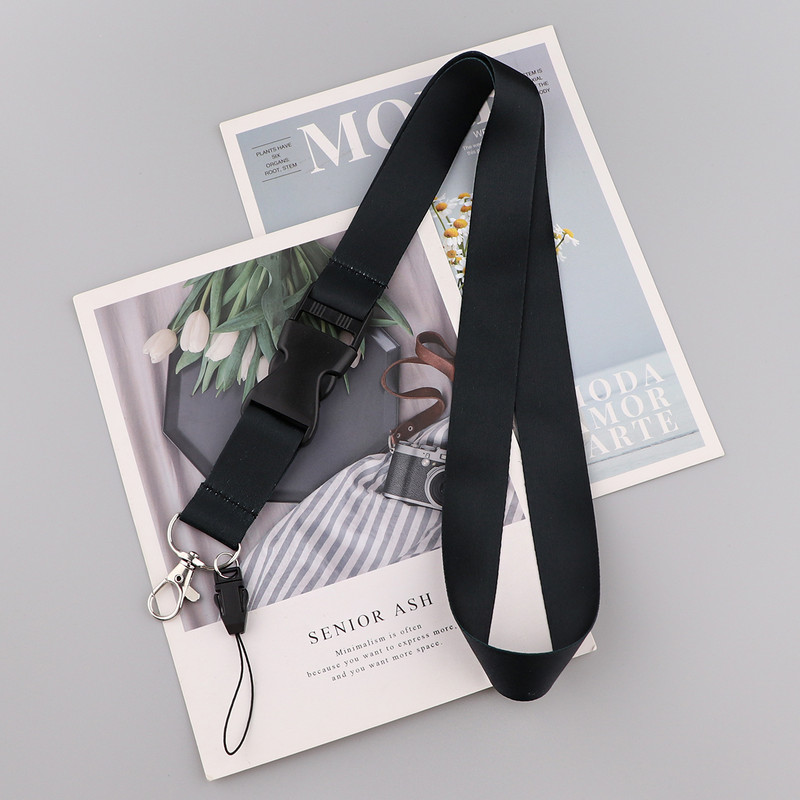 ER1916 Плътна черна каишка за каишка за врата За ключ ID Card Gym Phone Каишки USB държач за значки Въже за окачване Лариат Канап