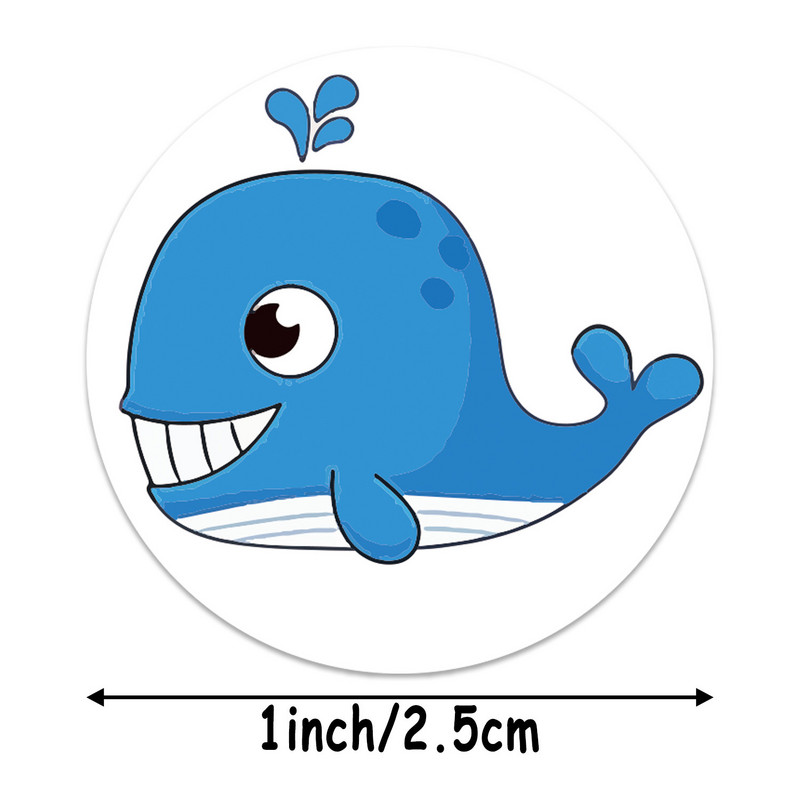 50-500бр. Стикер с карикатура на акула за деца 8 дизайна Стикер за награда за кит за парти за рожден ден Декорация за подарък Насърчаване на стикер