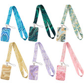 Ransitute R2584 Exquisite Marble Ripples Lanyard Hitelkártya azonosító jelvény Női Utazási Bank Busz névjegykártya borító jelvény