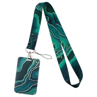Ransitute R2584 Exquisite Marble Ripples Lanyard Hitelkártya azonosító jelvény Női Utazási Bank Busz névjegykártya borító jelvény