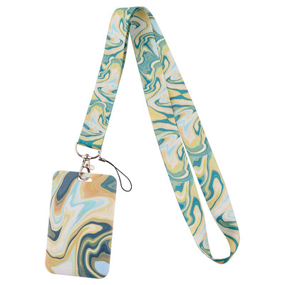 Ransitute R2584 Exquisite Marble Ripples Lanyard Hitelkártya azonosító jelvény Női Utazási Bank Busz névjegykártya borító jelvény