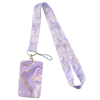 Ransitute R2584 Exquisite Marble Ripples Lanyard Hitelkártya azonosító jelvény Női Utazási Bank Busz névjegykártya borító jelvény