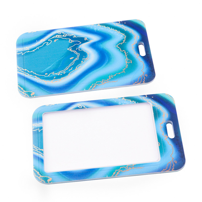 Ransitute R2584 Exquisite Marble Ripples Lanyard Credit Card ID Holder Значка Дамски Travel Bank Bus Business Card Cover Badge