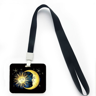 Retro Sun Moon mobiltelefon zsinórral irodai személyi igazolvány szett kitűzőtartó nyak kulcstartóval zsinór ékszer Lasso