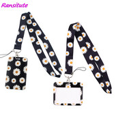 Ransitute R1489 Little White Daisy Art Lanyard hitelkártya azonosító jelvény diák utazási bank busz névjegykártya borító jelvény