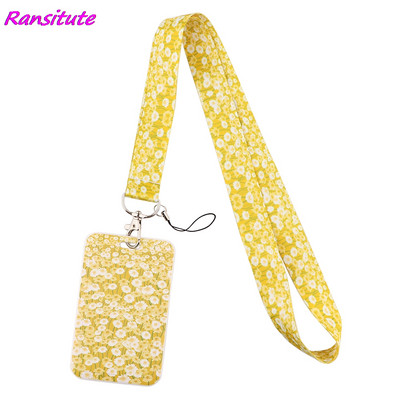 Ransitute R1489 Little White Daisy Art Lanyard hitelkártya azonosító jelvény diák utazási bank busz névjegykártya borító jelvény