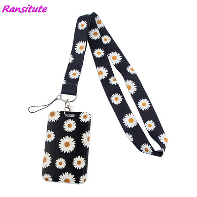 Ransitute R1489 Little White Daisy Art Lanyard hitelkártya azonosító jelvény diák utazási bank busz névjegykártya borító jelvény
