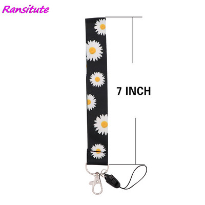 Ransitute R1489 Little White Daisy Art Lanyard hitelkártya azonosító jelvény diák utazási bank busz névjegykártya borító jelvény