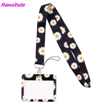 Ransitute R1489 Little White Daisy Art Lanyard hitelkártya azonosító jelvény diák utazási bank busz névjegykártya borító jelvény
