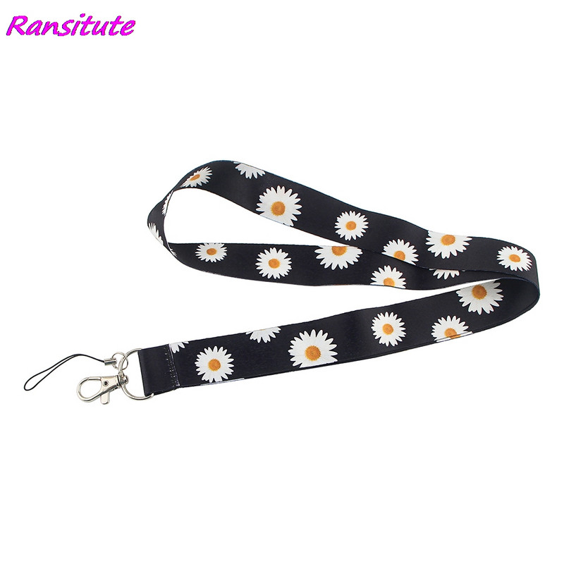 Ransitute R1489 Little White Daisy Art Lanyard Значка за притежател на идентификационен номер на кредитна карта Студентски пътувания Банка Значка на капака на визитна карта