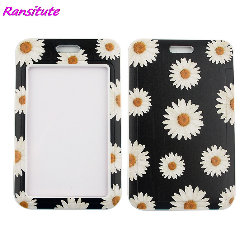 Ransitute R1489 Little White Daisy Art Lanyard Значка за притежател на идентификационен номер на кредитна карта Студентски пътувания Банка Значка на капака на визитна карта
