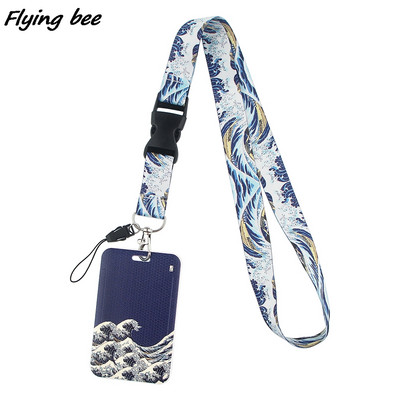 Flyingbee X1678 Waves divatos csat zsinórok azonosító jelvénytartó Buszbérlet tok borítólap Bank hitelkártya tartó szíj kártyatartó
