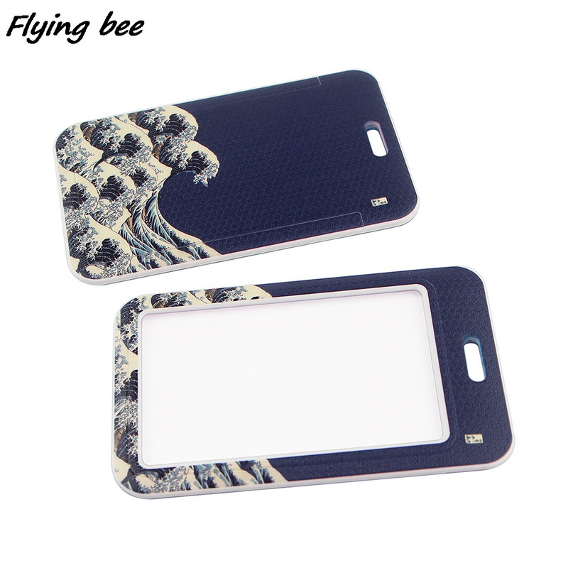 Flyingbee X1678 Waves Fashion Buckle Lanyards ID Badge Holder Bus Pass Case Cover Slip Bank Credit Card Holder Lant Cardholder