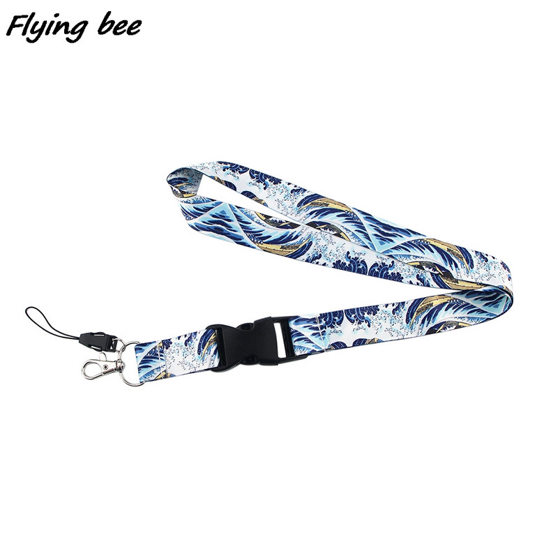 Flyingbee X1678 Waves Fashion Buckle Lanyards ID Badge Holder Bus Pass Case Cover Slip Bank Credit Card Holder Lant Cardholder