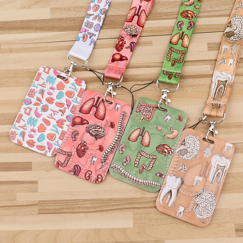 ER1744 Човешки орган Медицинска серия Държач за лична карта Държач за автобусна карта Държач за карта на персонала Връзка за ключ Телефон Направи си сам Въже за окачване за лекар, медицинска сестра
