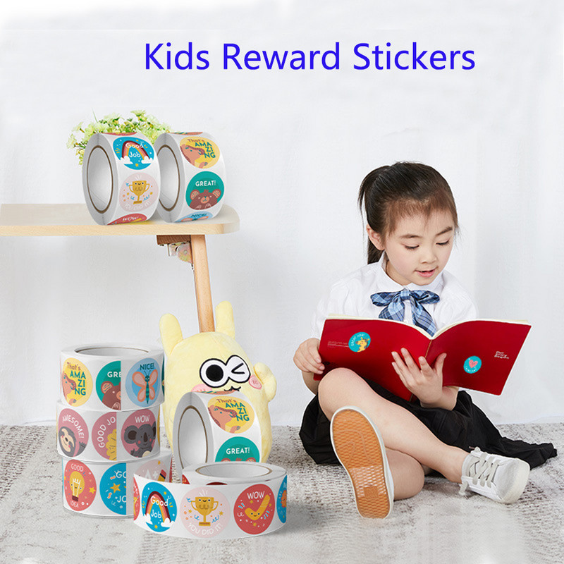 50-500 бр. Кръгли анимационни играчки Стикери за животни за деца Награда за учители Насърчаване на стикер Етикет за печат на офис Етикет за животни 1 инч