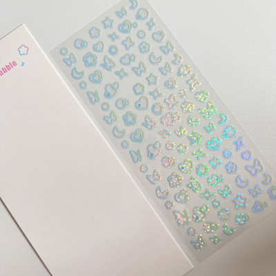 1 db új Hot Gradient Hold Pillangó lézermatrica Pehely Idol Card Deco Scrapbook Barkács anyag Dekorációs Irodaszer matricák