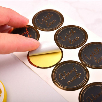 80τμχ Μαύρο στρογγυλό Hot Stamping 3cm Δώρο Γάμου Γραφική Δώρο Ψημένο φαγητό Συσκευασία DIY Χειροποίητο αυτοκόλλητο αυτοκόλλητο