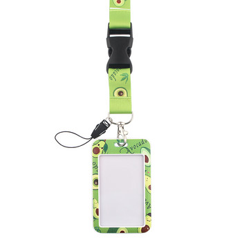 ER635 Зелено авокадо Креативен притежател на карта за ремък Ученик Висящ врат Мобилен телефон Значка за ремък Притежател на карта за достъп до метрото
