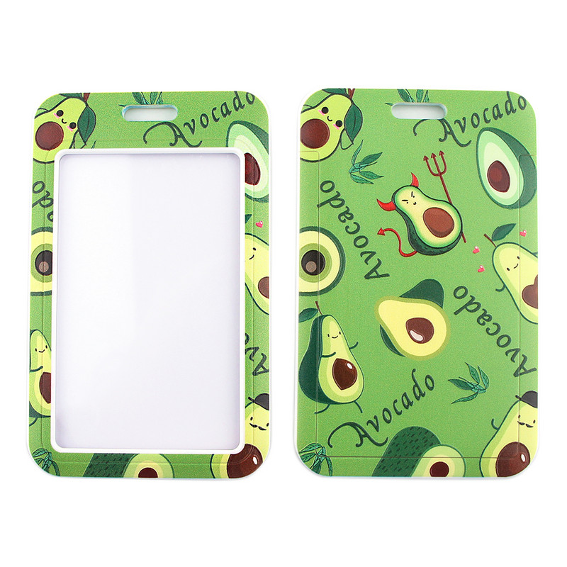 ER635 Зелено авокадо Креативен притежател на карта за ремък Ученик Висящ врат Мобилен телефон Значка за ремък Притежател на карта за достъп до метрото